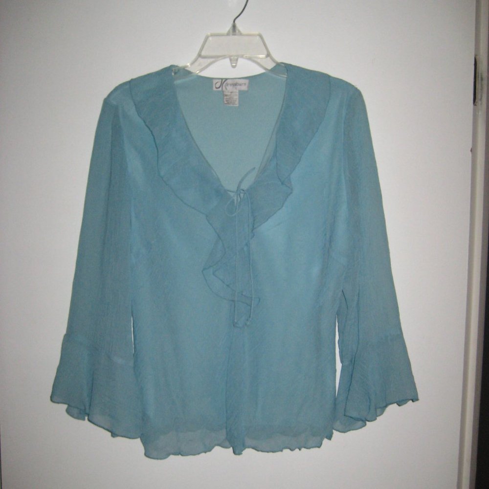 dress barn  Light Blue V-Neck Blouse